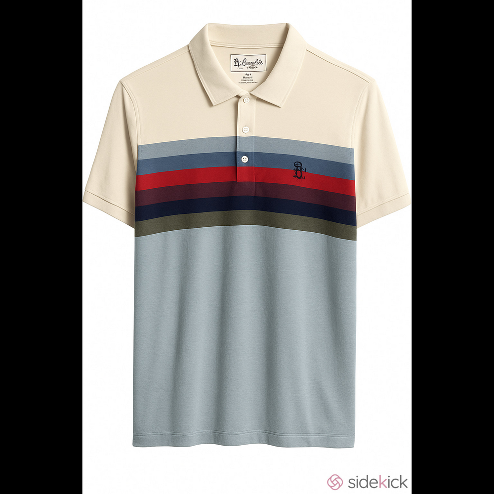 Original Penguin Men's Blue & White Striped Polo Shirt Size L